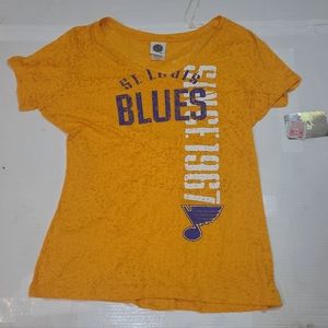 NHL Saint Louis Blues Womens V neck Sheer  Shirt Top XL Short Sleeves
